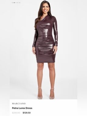 Guess Metallic Plum One-Shoulder Bodycon Mini Dress